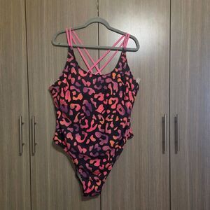 Leopard Print Swimsuit with Racer Back Straps